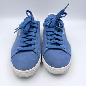 Puma Suede Classic Blue Beige Gold Logo Casual Sneakers Women's Size 7